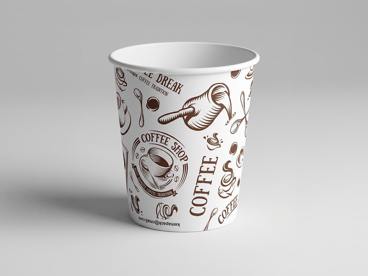 Papierbecher 5.7 oz, bedruckt mit Kaffeemotiven